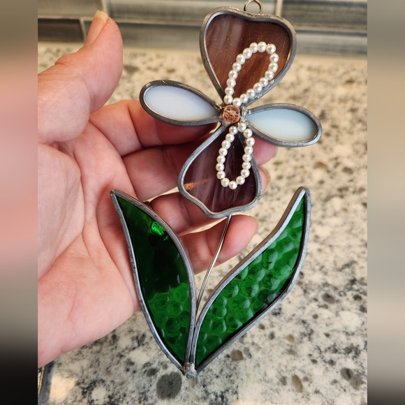 Lot of 4 Vintage Flower Retro Stainglass Sunkatchers Tulips, Pansy, Orchid - Picture 13 of 16